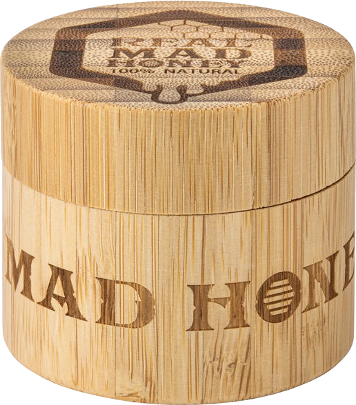 A bamboo jar of Real Mad Honey