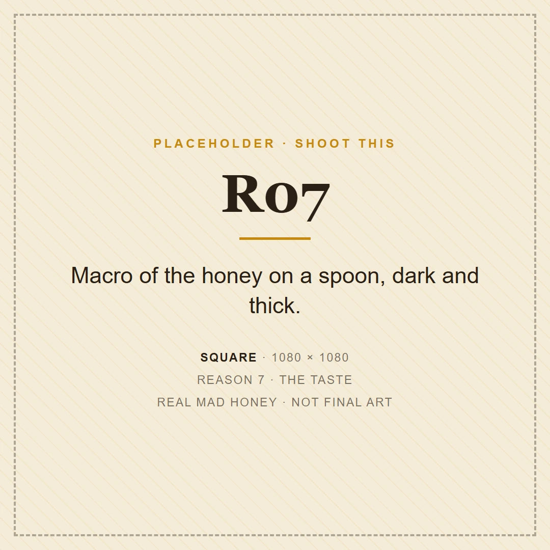 Close-up of dark, thick mad honey on a spoon